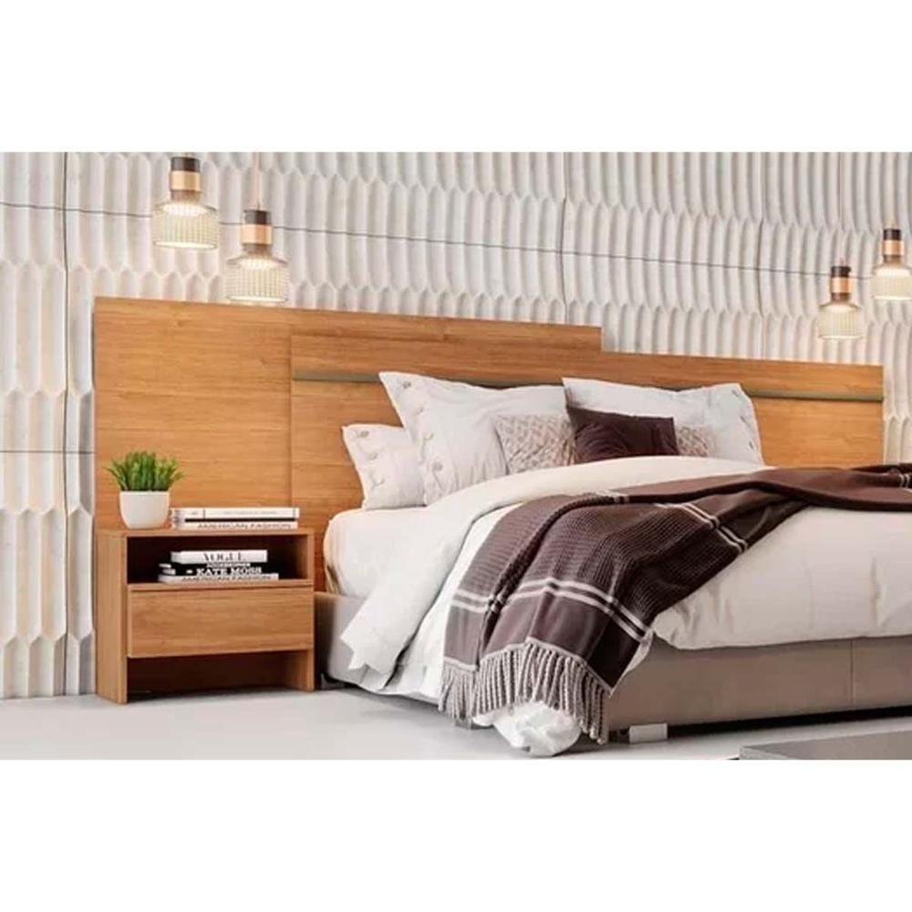 Cabeceira Cama Box Madeirado Cor Cumaru Casal Prime 2 Mesas c/ 2 Gavetas Cumaru - Novo Horizonte - 1