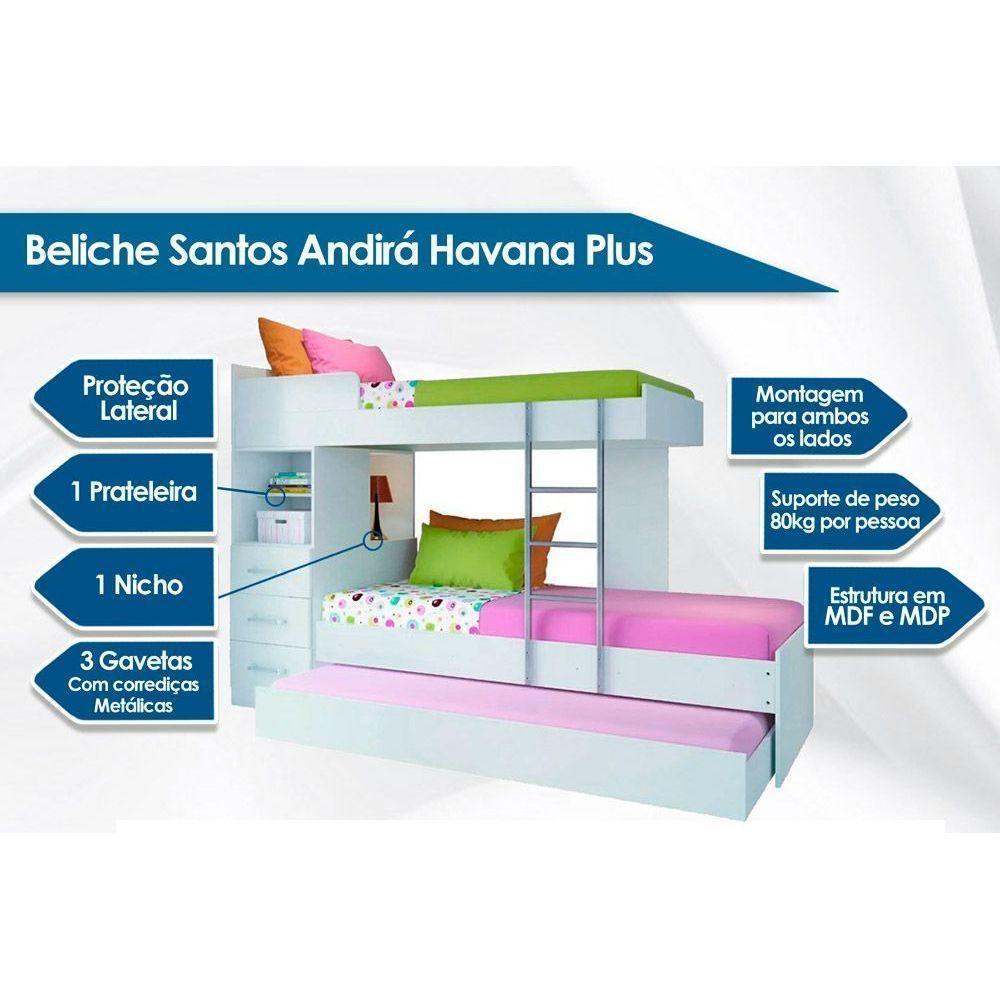 Beliche Multifuncional Plus c/ 3 Gavetas c/Auxiliar Jatoba - Santos Andirá - 5