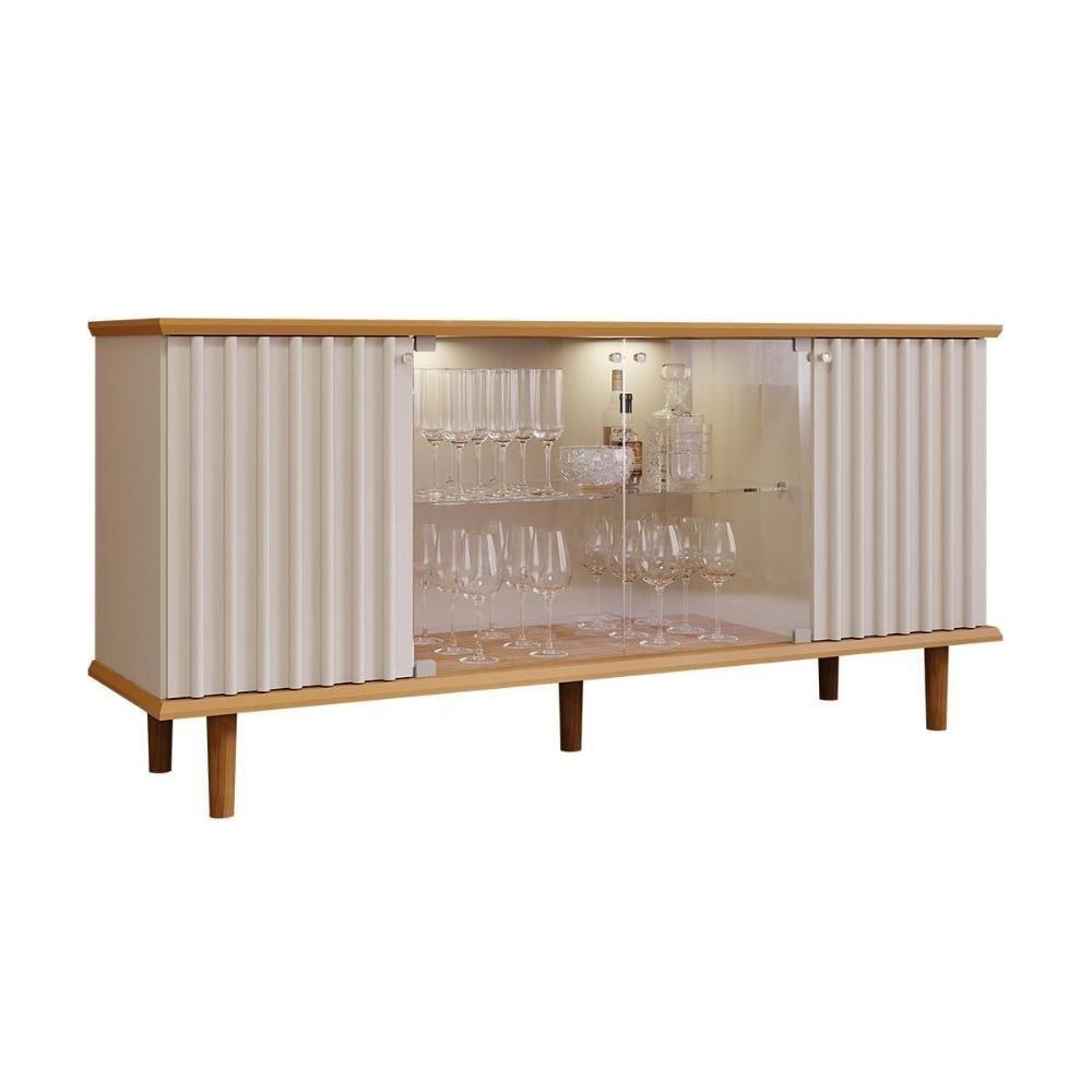 Buffet de Sala Jantar Janice 4 Portas c/ Vidro Cinamomo/Off White - Cimol - 2