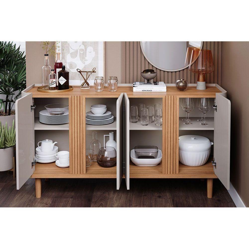 Buffet de Sala Jantar Eva 4 Portas Cinamomo/Off White - Cimol - 2