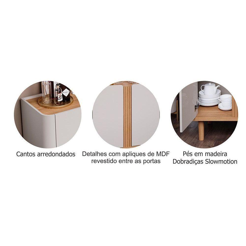 Buffet de Sala Jantar Eva 4 Portas Cinamomo/Off White - Cimol - 5
