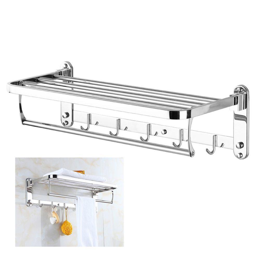 Toalheiro Varal Suporte Roupa Prateleira Inox Porta Toalha - 1