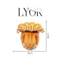 Vaso De Vidro Murano Italy Ambar Lyor 15x12x12,5cm - 7