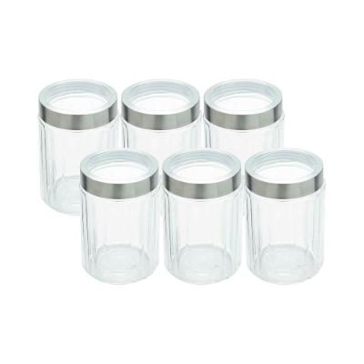 Kit 6 Porta Mantimentos Vidro Com Tampa Aço Inox E Visor 1,2l Lyor