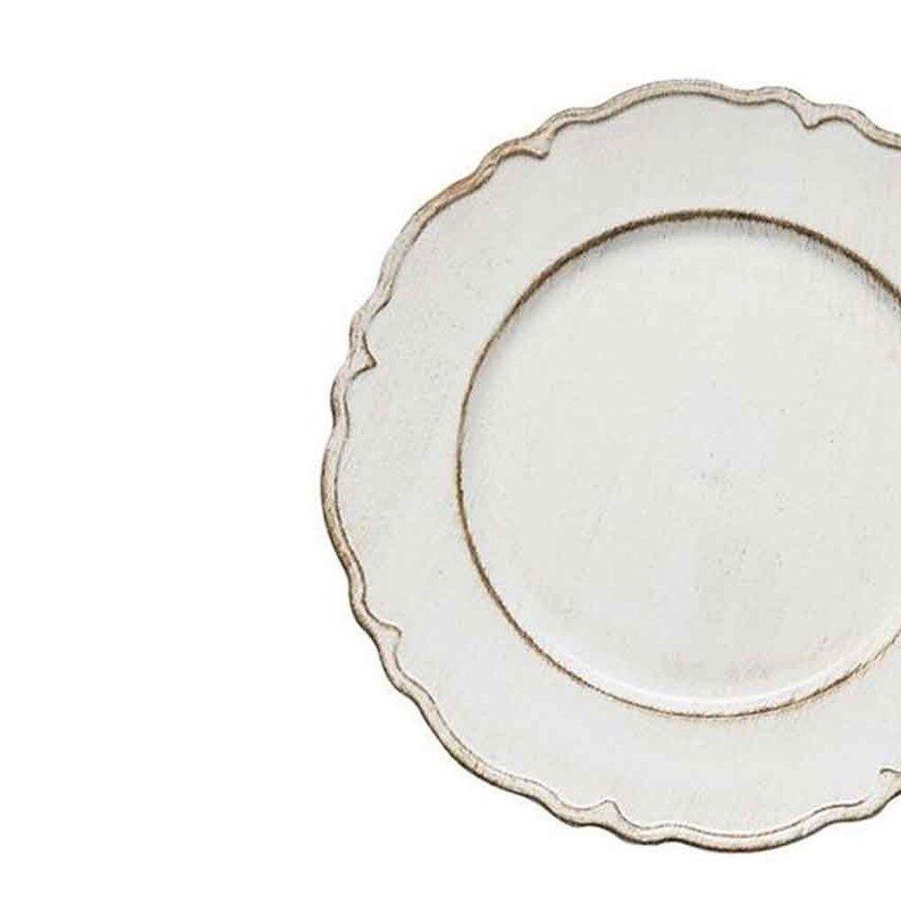 Sousplat Patinado Plástico Moon Branco Lyor 33cm - 3