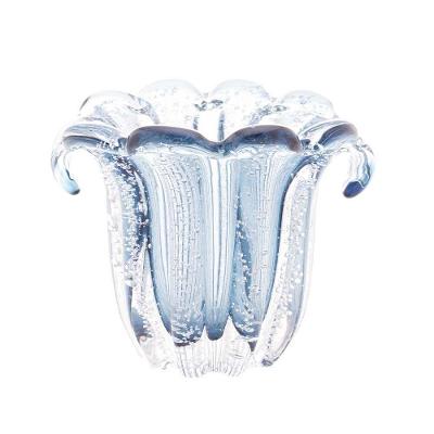 Vaso De Vidro Murano Italy Azul Lyor 17x14x16,5cm