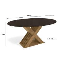 Mesa de Sala Jantar Graviola + Tampo Madeirado c/ Vidro 180x105cm Freijó/Off White - Kappesberg - 2