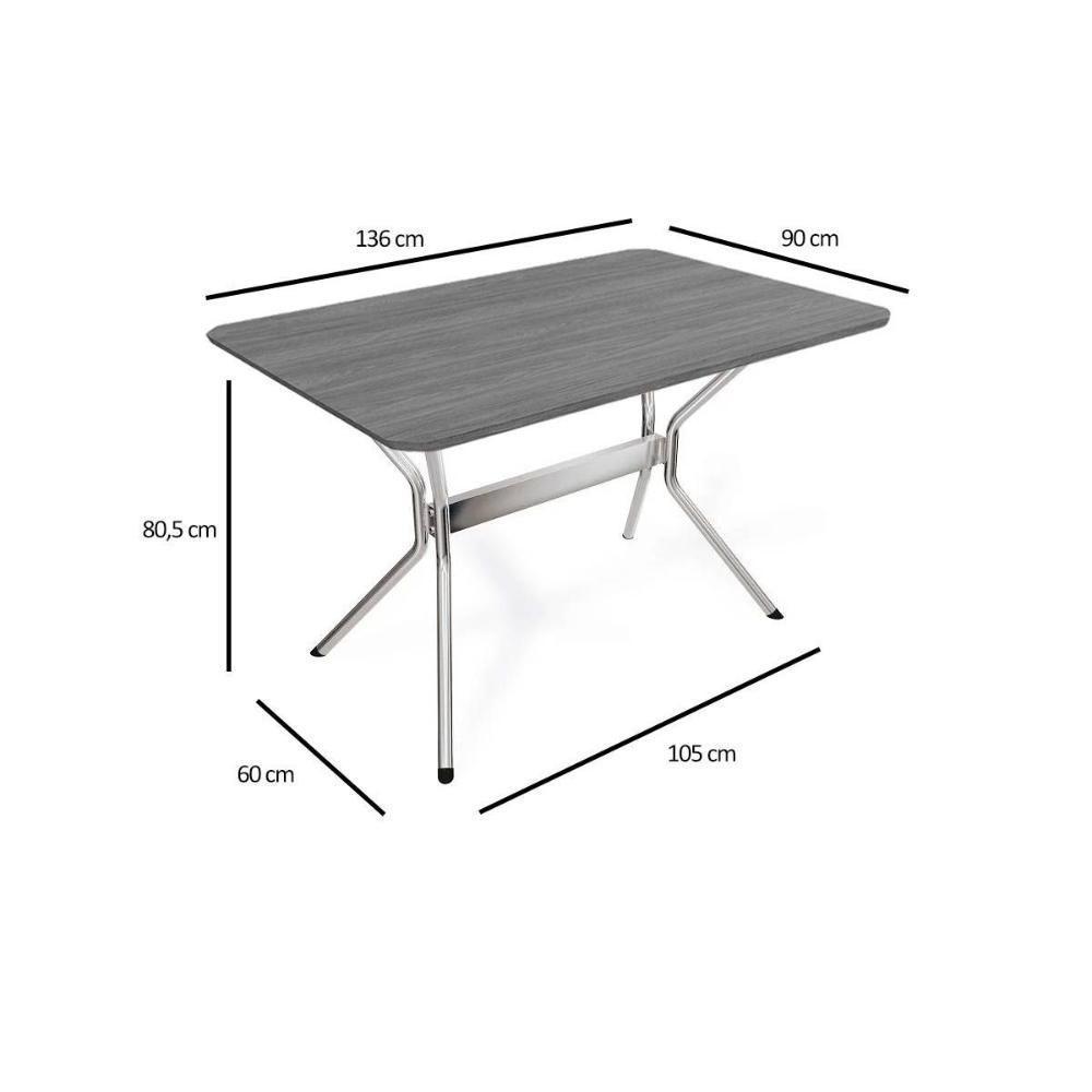 Sala de Jantar Completa Loire c/ Tampo de Madeira 1.36cm + 6 Cadeiras Amsterdã Cromada/Branco 106 - Kappesberg - 2
