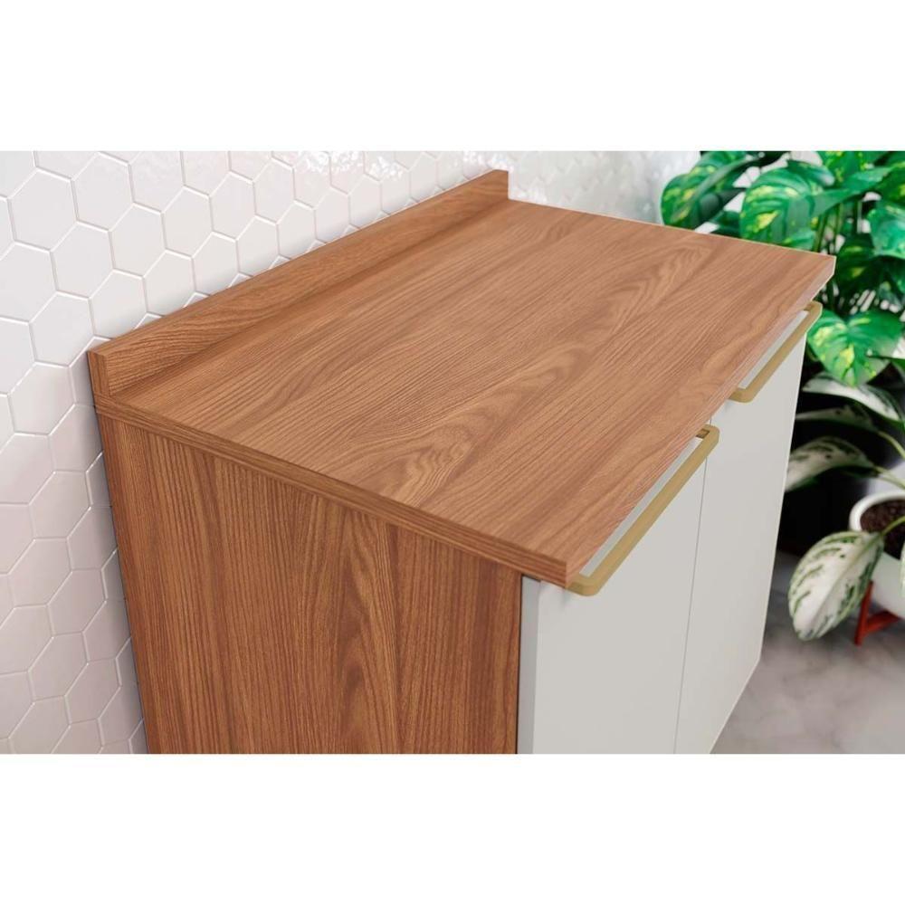 Balcão de Cozinha Requinte 2 Portas c/Tampo 80cm Nature/Areia - Henn - 2