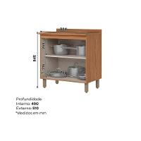 Balcão de Cozinha Requinte 2 Portas c/Tampo 80cm Nature/Areia - Henn - 3