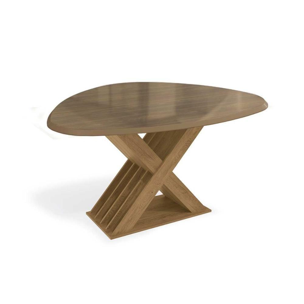 Mesa de Sala Jantar Graviola + Tampo Madeirado c/ Vidro 135x105cm Freijó/Off White - Kappesberg - 2
