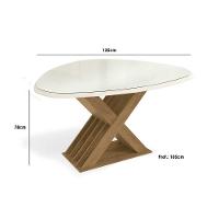 Mesa de Sala Jantar Graviola + Tampo Madeirado c/ Vidro 135x105cm Freijó/Off White - Kappesberg - 3