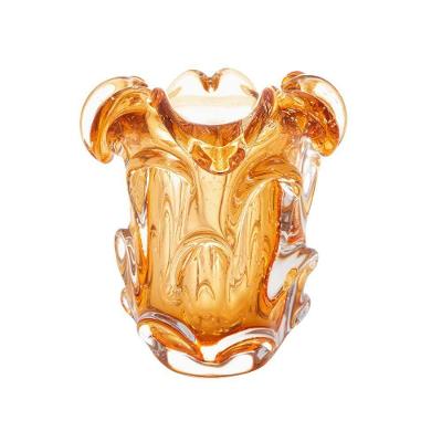 Vaso De Vidro Murano Italy Ambar 14,5x13cm