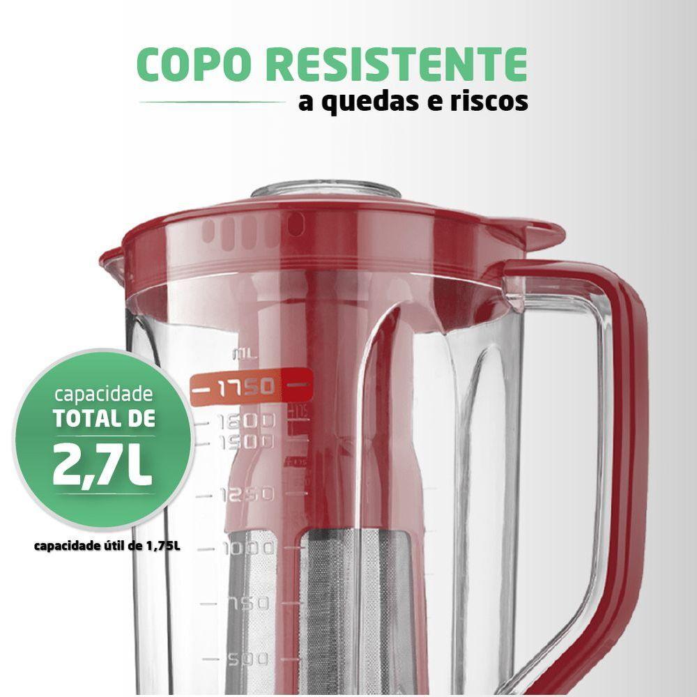 Liquidificador Mondial Turbo L-900 Vermelho 127V - 5