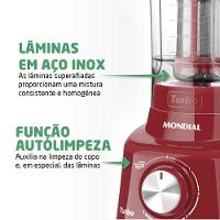 Liquidificador Mondial Turbo L-900 Vermelho 127V - 3