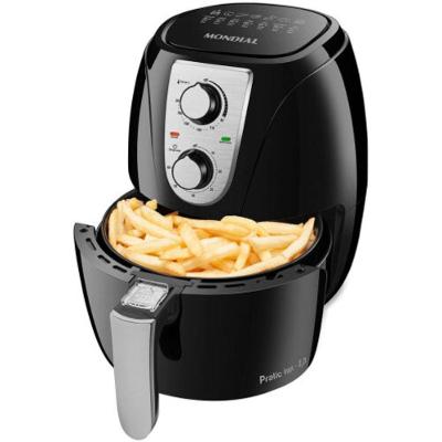 Fritadeira Air Fryer Elétrica Mondial AF-34 3,2L 1200W Preto Inox 220V
