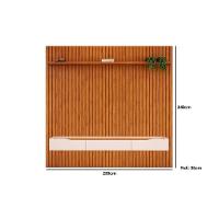 Rack Bancada c/Painel p/TV até 85 Polegadas Pratic Ripado Prateleira 250x240cm Freijo - DJ Móveis - 8