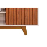 Rack Bancada p/TV até 60 Polegadas Flat Ripado c/ Nichos e Pés 150x60cm Freijó/Off White - DJ Móveis - 3