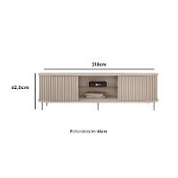 Rack Bancada p/TV até 75 Pol Atlas 100% MDF c/ Ripado e Pés 218x62cm Off White - DJ Móveis