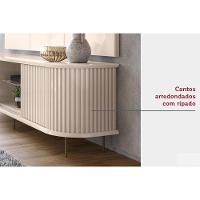 Rack Bancada p/TV até 75 Pol Atlas 100% MDF c/ Ripado e Pés 218x62cm Off White - DJ Móveis - 7