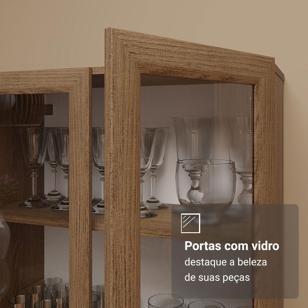 Cristaleira 70 Cm 2 Portas De Vidro Com Pés Trapézio Rustic/marrom Madesa Rustic/marrom - 2