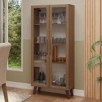 Cristaleira 70 Cm 2 Portas De Vidro Com Pés Trapézio Rustic/marrom Madesa Rustic/marrom - 1