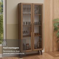 Cristaleira 70 Cm 2 Portas De Vidro Com Pés Trapézio Rustic/marrom Madesa Rustic/marrom