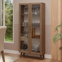 Cristaleira 70 Cm 2 Portas De Vidro Com Pés Cônicos Rustic/marrom Madesa Rustic/marrom - 1