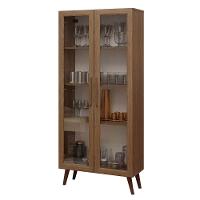 Cristaleira 70 Cm 2 Portas De Vidro Com Pés Cônicos Rustic/marrom Madesa Rustic/marrom - 6