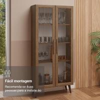 Cristaleira 70 Cm 2 Portas De Vidro Com Pés Cônicos Rustic/marrom Madesa Rustic/marrom - 7