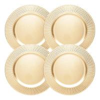Jogo 4 Sousplat De Mesa Redondo Primer Dourado Plástico Lyor 33cm - 1