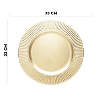 Sousplat De Mesa Redondo Primer Dourado Plástico Lyor 33cm - 5