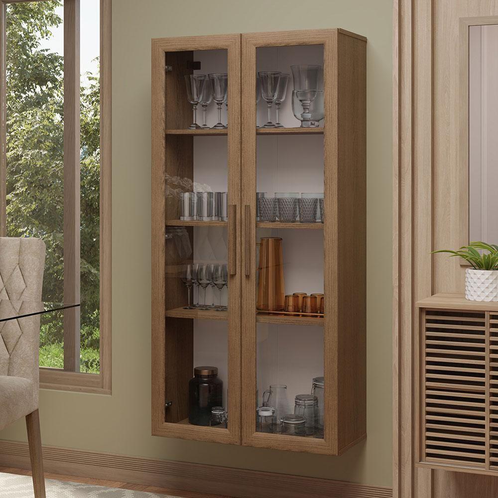 Cristaleira Suspensa 70 Cm 2 Portas De Vidro Rustic Madesa Rustic - 1