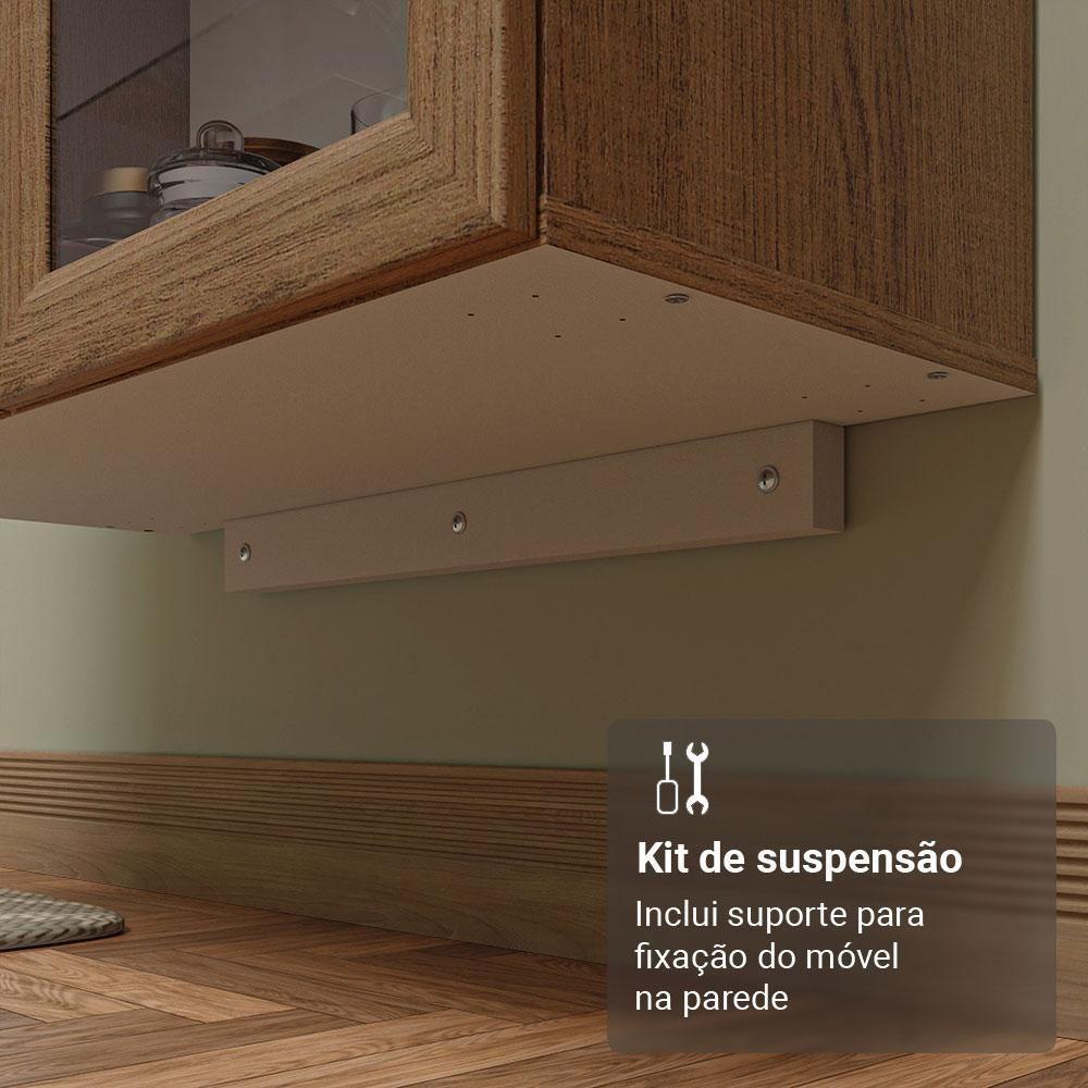 Cristaleira Suspensa 70 Cm 2 Portas De Vidro Rustic Madesa Rustic - 5