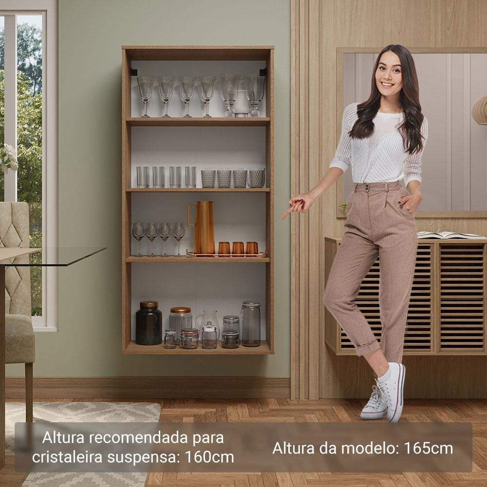 Cristaleira Suspensa 70 Cm 2 Portas De Vidro Rustic Madesa Rustic - 9