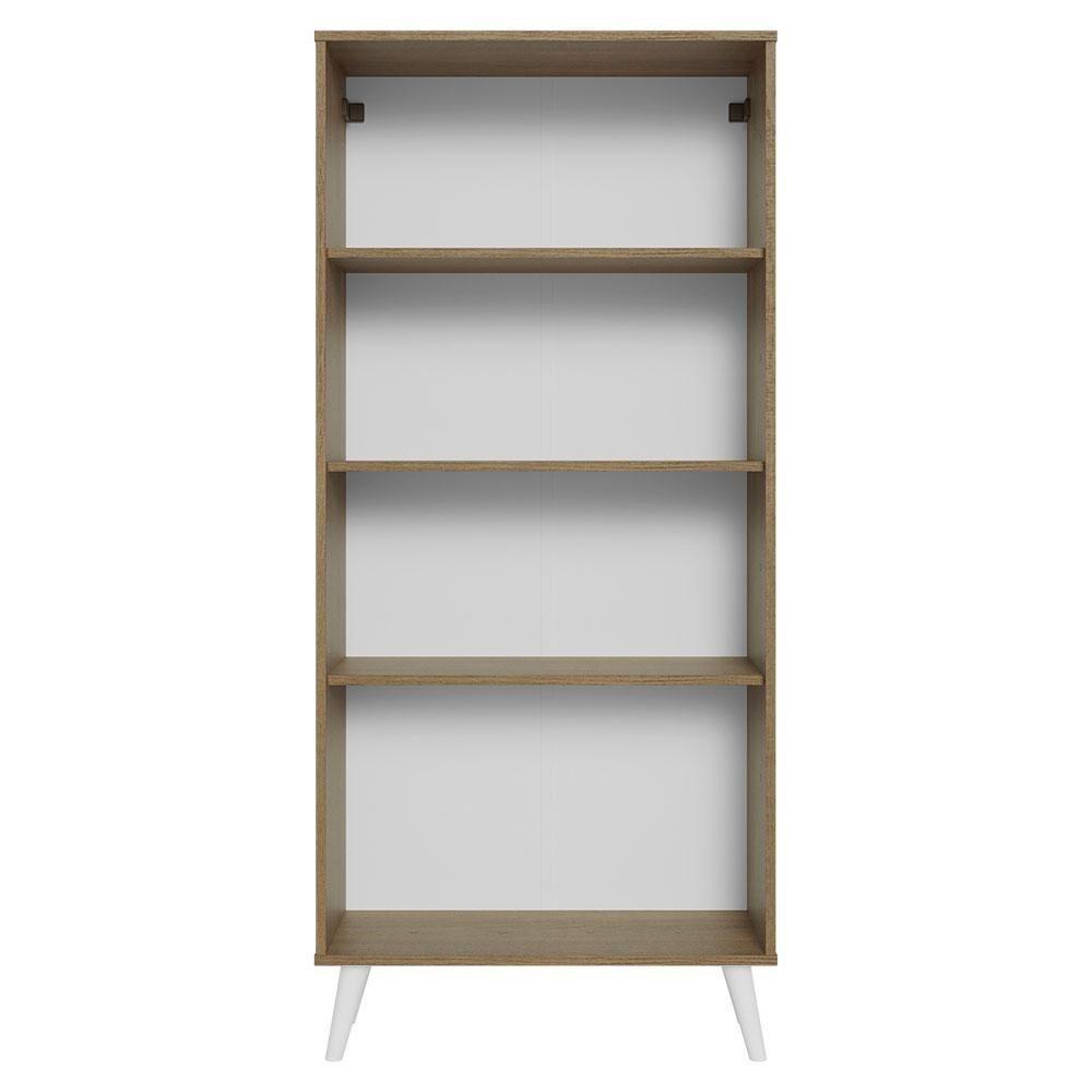 Cristaleira 70 Cm 2 Portas De Vidro Com Pés Cônicos Rustic/branco Madesa Rustic/branco - 2