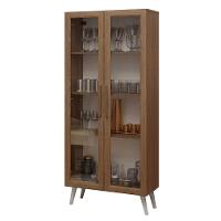 Cristaleira 70 Cm 2 Portas De Vidro Com Pés Cônicos Rustic/branco Madesa Rustic/branco - 9