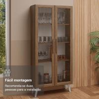 Cristaleira 70 Cm 2 Portas De Vidro Com Pés Cônicos Rustic/branco Madesa Rustic/branco - 10