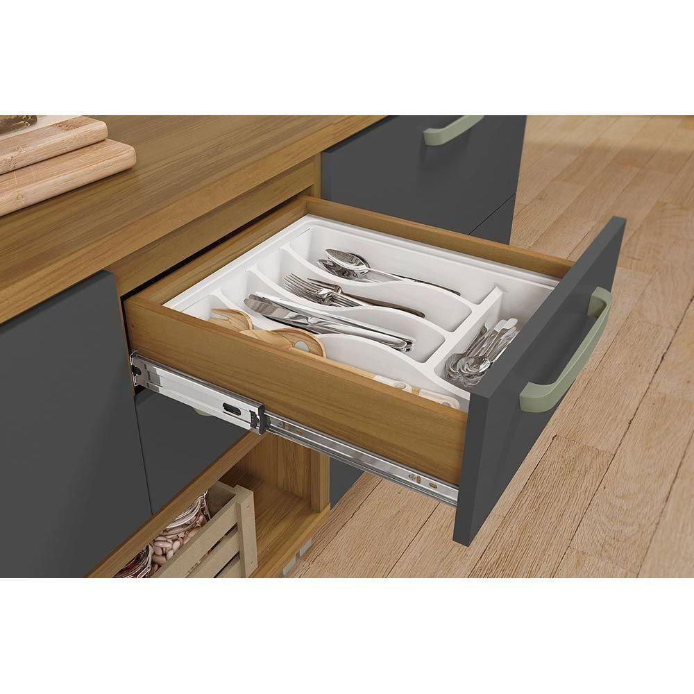 Balcão de Cozinha Princesa 2 Portas e 3 Gavetas c/Tampo 120cm Freijo/Off White - Nesher - 2