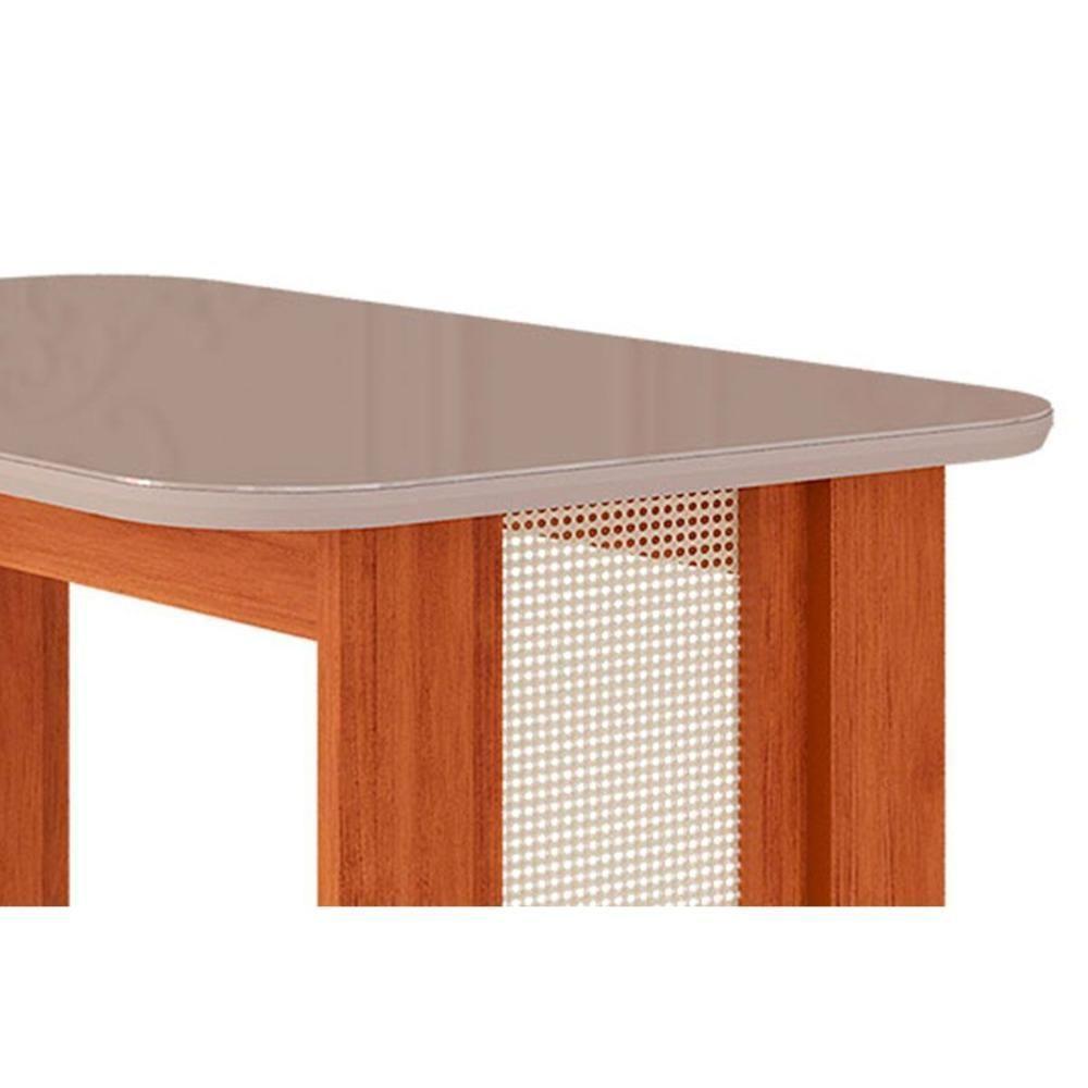 Mesa de Sala Jantar Valentina c/Tampo Madeirado Vidro 130x80cm Cinamomo/Off White - Cimol - 3