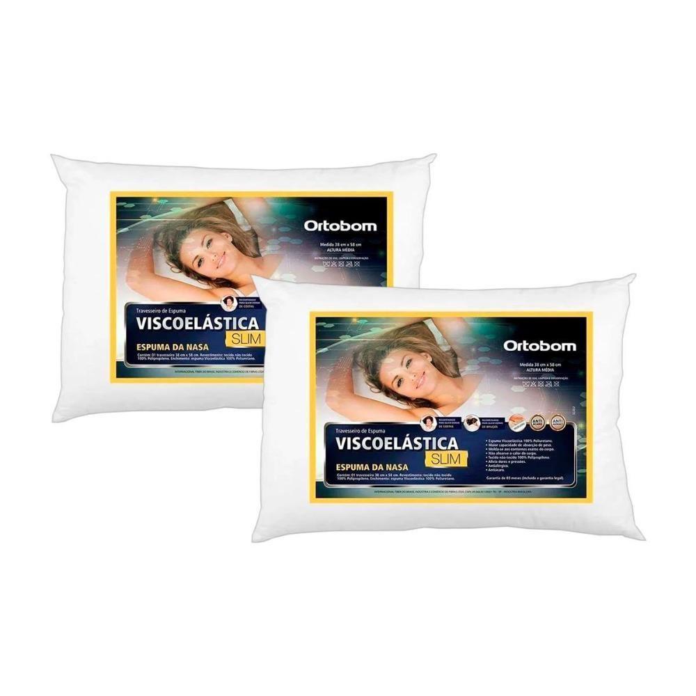 Travesseiro Viscoelástico Visco Slim 2 Unidades p/Fronha 38x58cm (Tamanho 38x58) - Ortobom - 1
