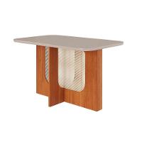 Mesa de Sala Jantar Louise c/Tampo Madeirado Vidro 130x80cm Cinamomo/Off White - Cimol - 1