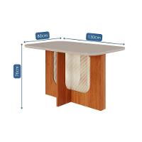 Mesa de Sala Jantar Louise c/Tampo Madeirado Vidro 130x80cm Cinamomo/Off White - Cimol