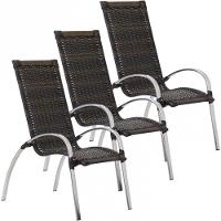 Jogo 3 Cadeiras Garden Alumínio área Jardim Piscina Trama Pedra Ferro - 1