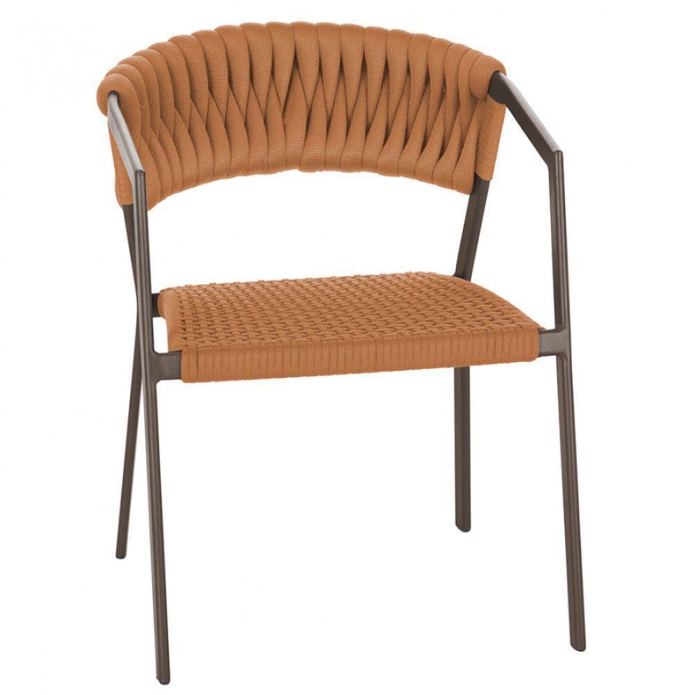 Cadeira Atenas Tricô Náutico E Alumínio Varanda Cozinha Marr Terra Cota - 1