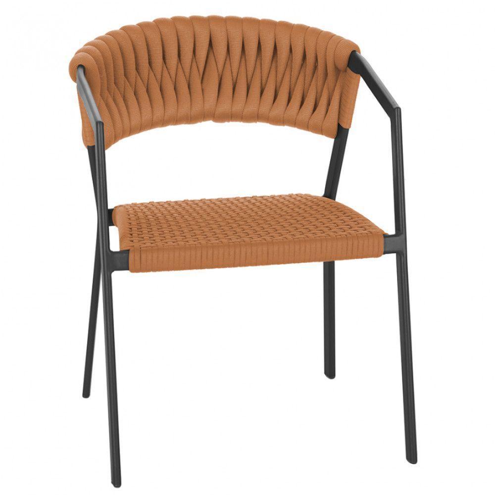 Cadeira Atenas Tricô Náutico E Alumínio Proteção Uv Varanda Terra Cota - 1