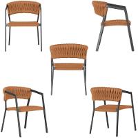 Cadeira Atenas Tricô Náutico E Alumínio Proteção Uv Varanda Terra Cota - 3