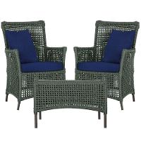 2 Poltronas E 1 Mesa Igapó Alumínio Marrom Corda Náutica E10 Verde - 1