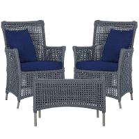 2 Poltronas E 1 Mesa Igapó Alumínio Fendi Corda Náutica E10 Prata - 1