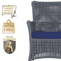 2 Poltronas E 1 Mesa Igapó Alumínio Fendi Corda Náutica E10 Prata